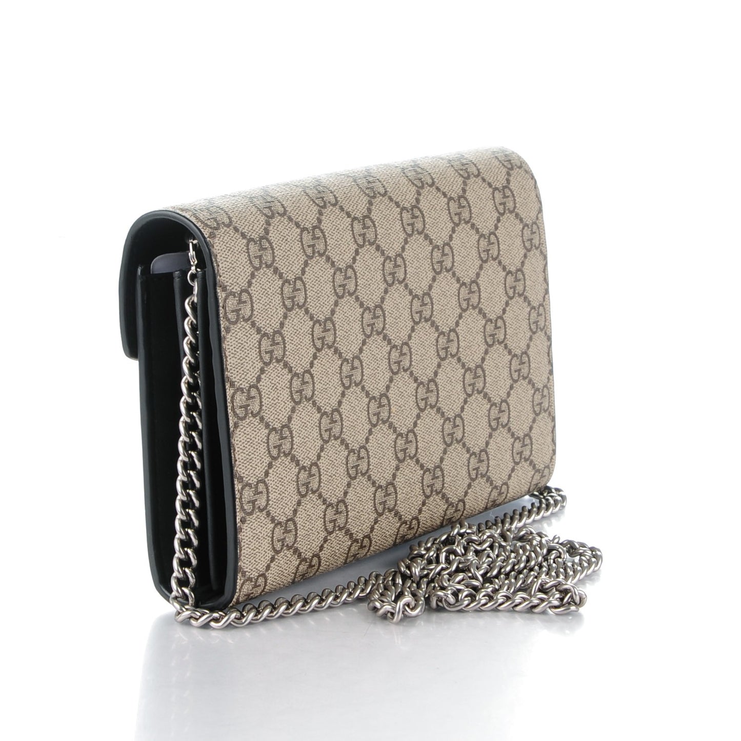 GG Supreme Monogram Mini Dionysus Chain Wallet Beige Black