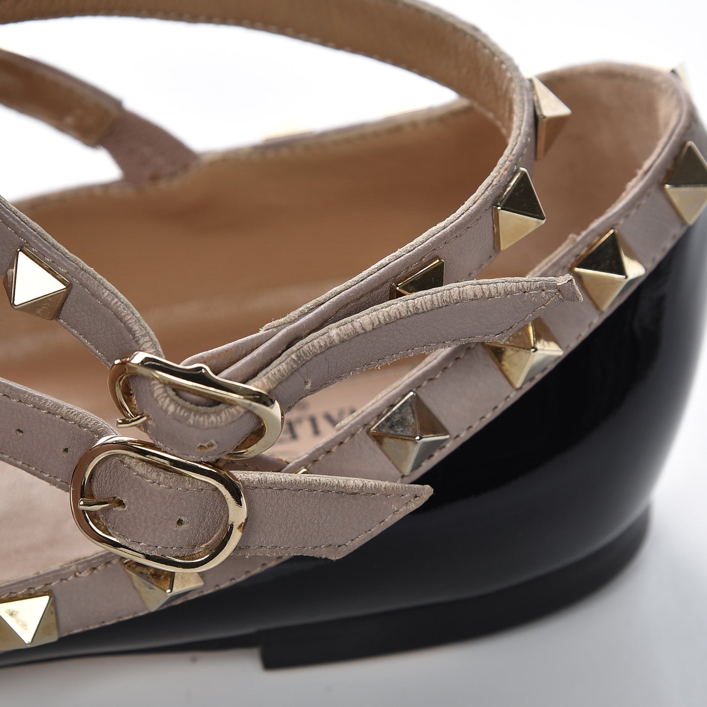Patent Rockstud Cage Ballerina Flats 37 Black Poudre