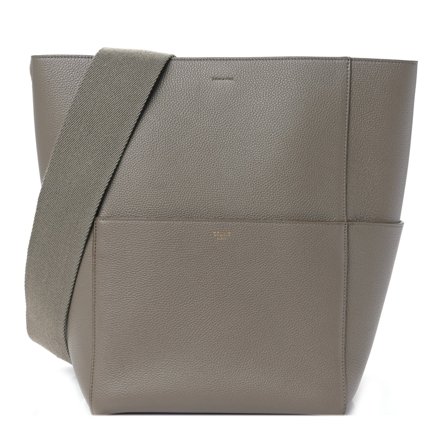 Soft Grained Calfskin Sangle Bucket Bag Taupe
