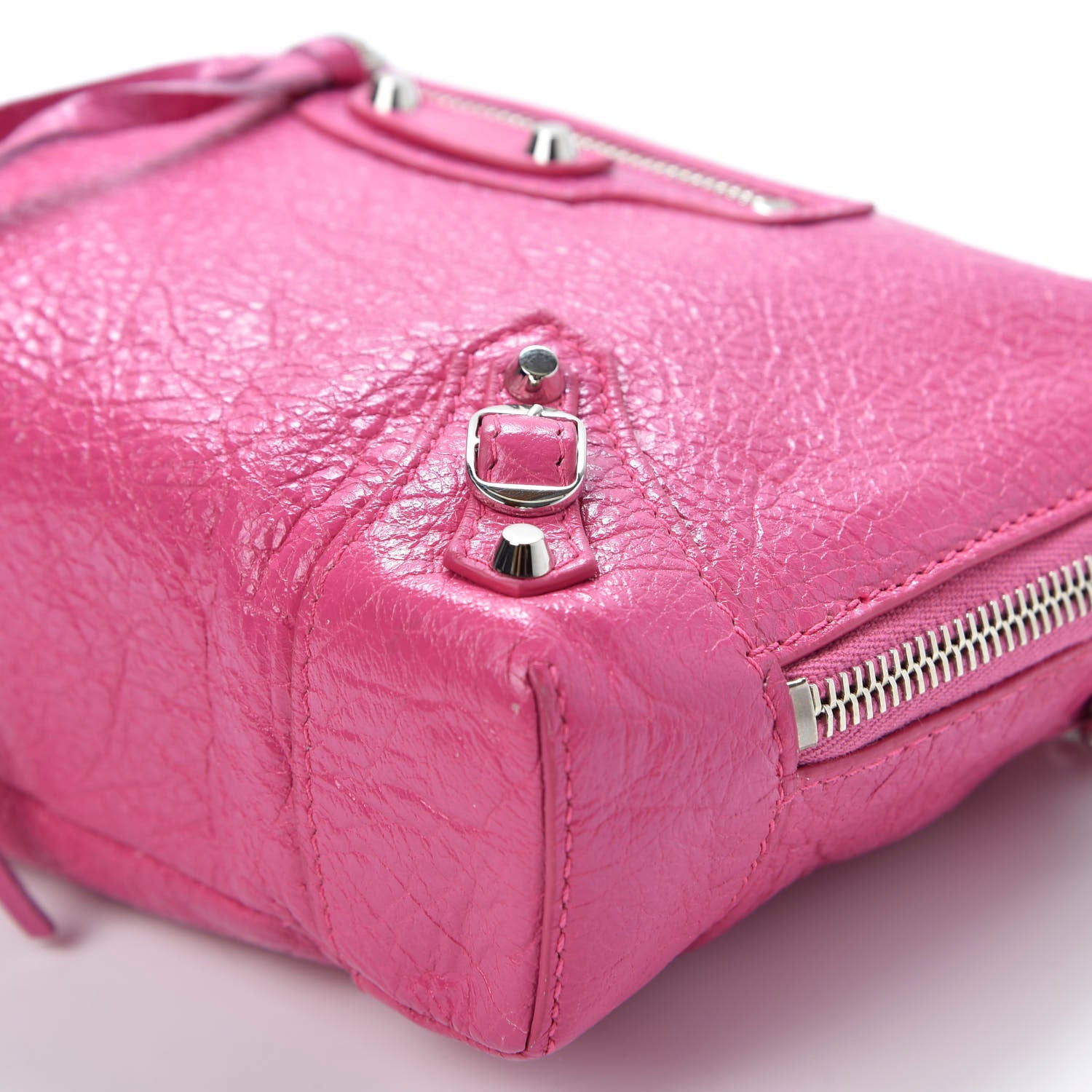 Balenciaga Agneau Arena Classic Silver Hardware Pouch With A Chain Crossbody Rose Flamingo 6 of 8