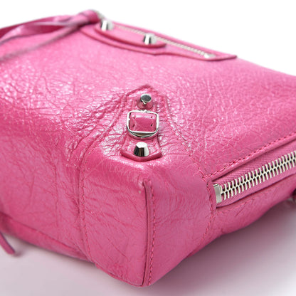 Balenciaga Agneau Arena Classic Silver Hardware Pouch With A Chain Crossbody Rose Flamingo 6 of 8