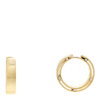 Damiani X BRAD PITT 18K Yellow Gold Diamond D.Side Hoop Earrings 1 of 5