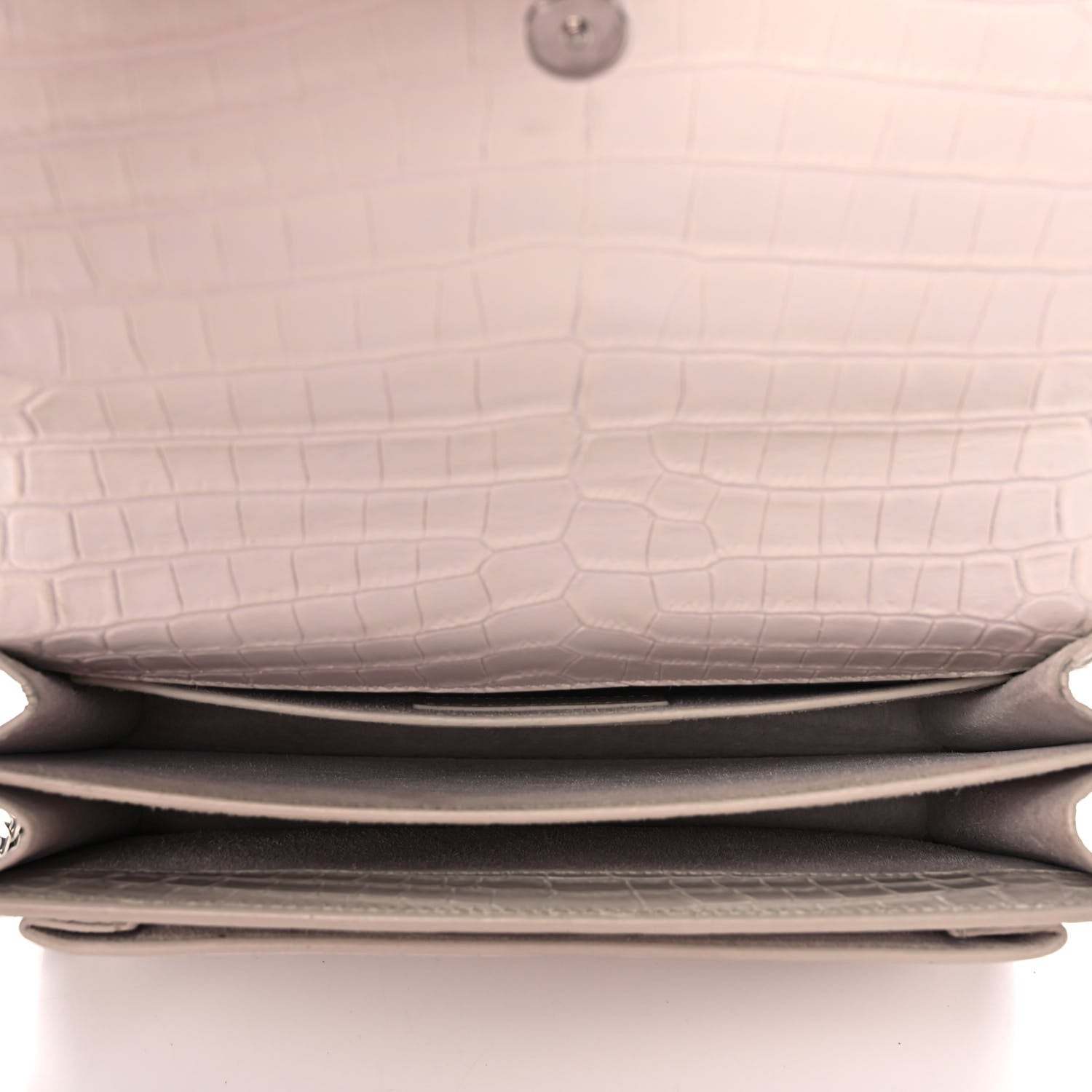 Saint Laurent Calfskin Crocodile Embossed Medium Monogram Sunset Blanc Vintage 5 of 13