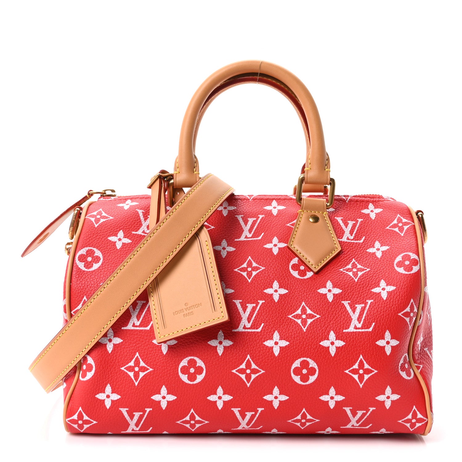Louis Vuitton Soft Calfskin Monogram Speedy P9 Bandouliere 25 Red 1 of 9