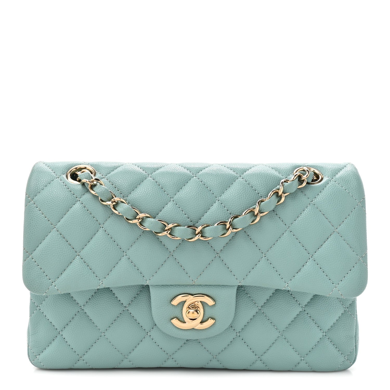 Chanel Caviar Quilted Small Double Flap Light Blue 1 of 10