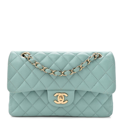 Chanel Caviar Quilted Small Double Flap Light Blue 1 of 10