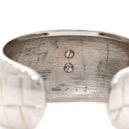 Chanel Metal Crocodile Embossed CC Cuff Silver 4 of 5