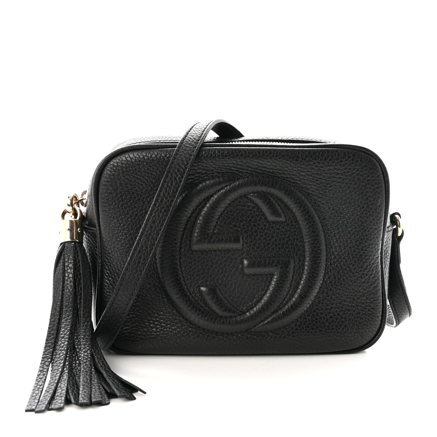 Pebbled Calfskin Small Soho Disco Bag Black