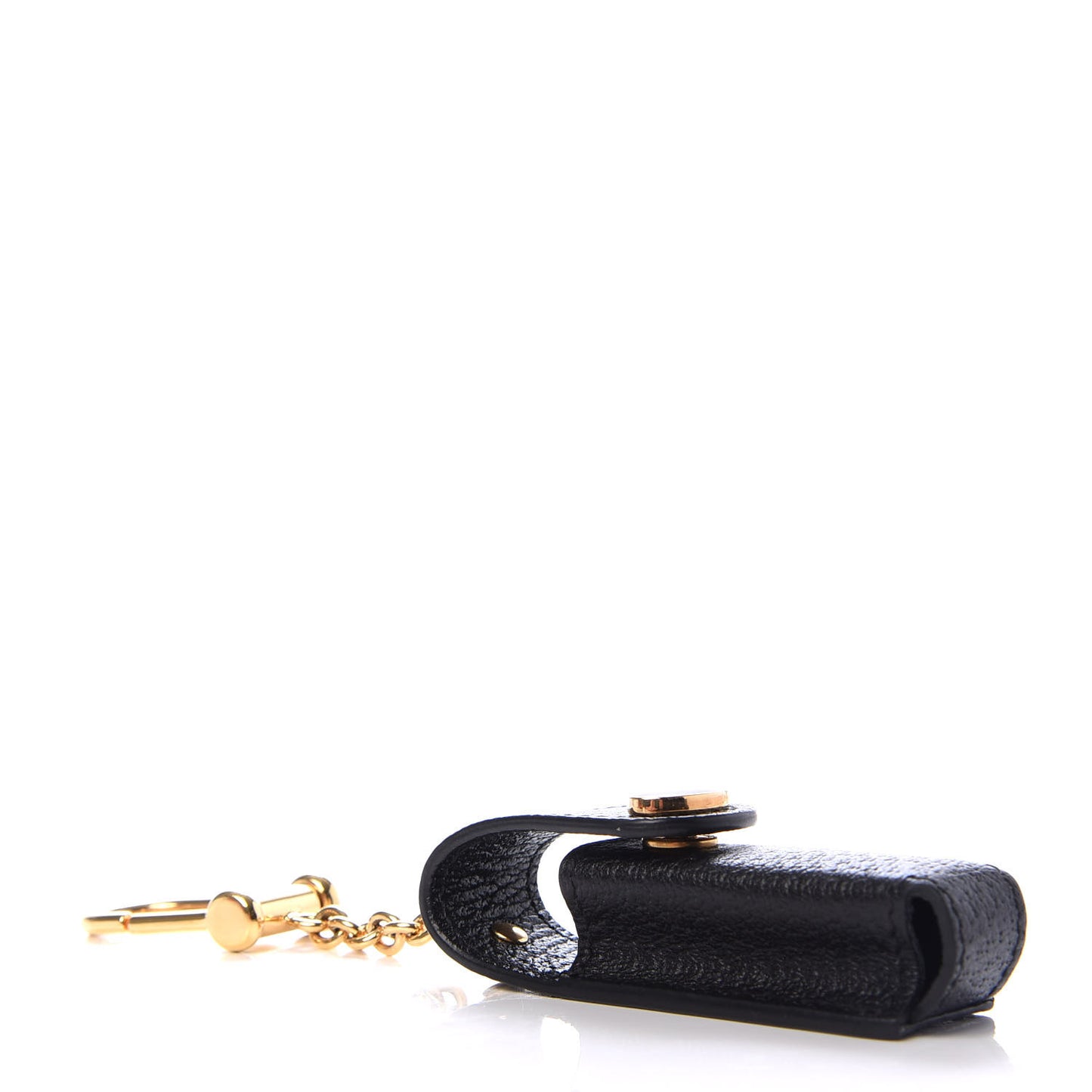 Textured Calfskin Enamel Single Porte Rouges Keychain Black