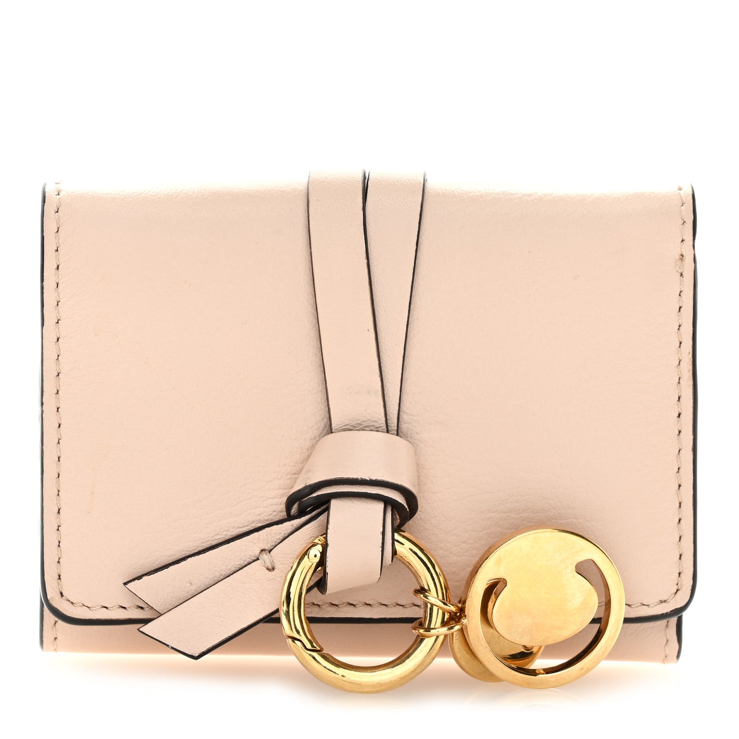 Calfskin Alphabet Mini Trifold Wallet Cement Pink