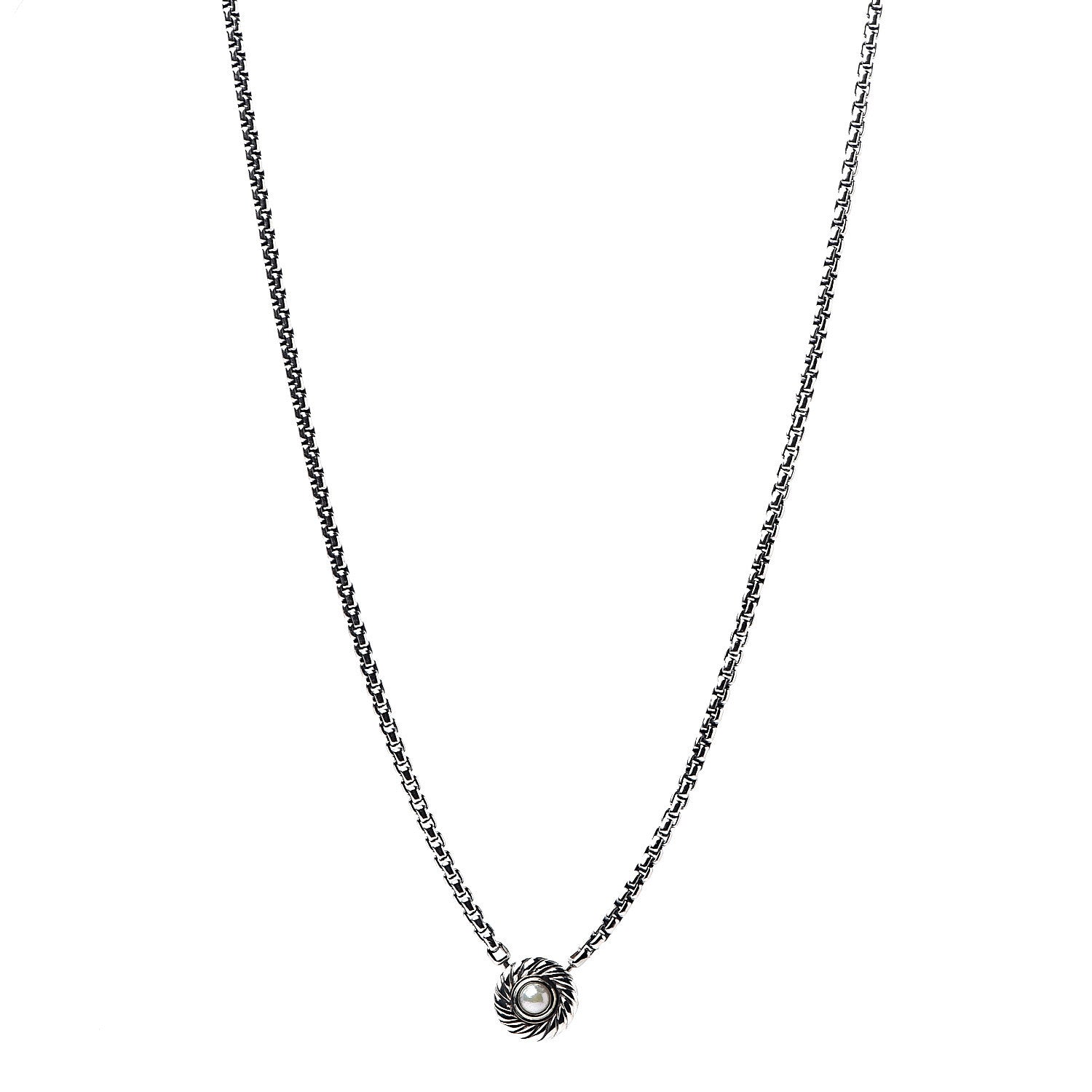 David Yurman Sterling Silver 14K Yellow Gold Pearl 12mm Cookie Pendant Necklace 1 of 5