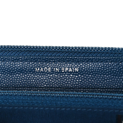 Chanel Caviar Quilted Boy Small Zip Around Wallet Blue 8 of 13
