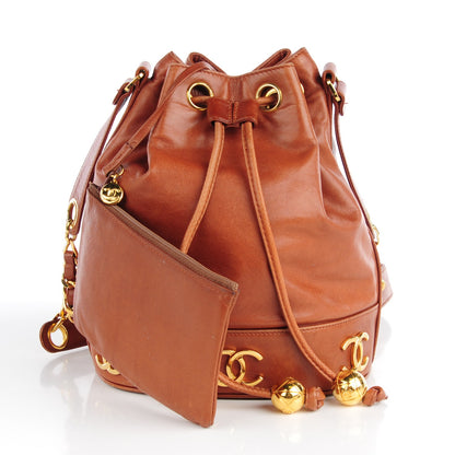 Chanel Lambskin CC Drawstring Shoulder Bag Light Brown 5 of 9