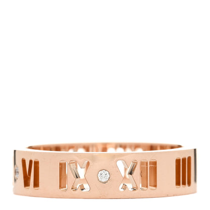 Tiffany 18K Rose Gold Diamond Wide Atlas Pierced Ring 54 6.75 1 of 4