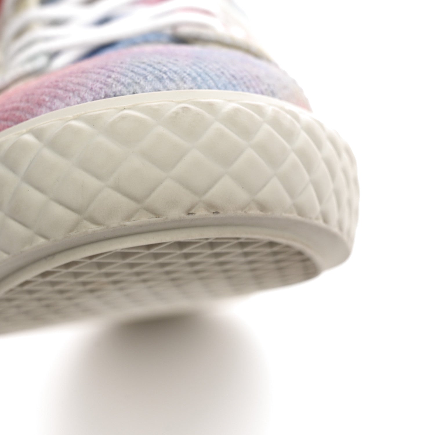 Chanel Printed Fabric Quilted High Top Sneakers 38.5 Green Pink Blue 11 of 13