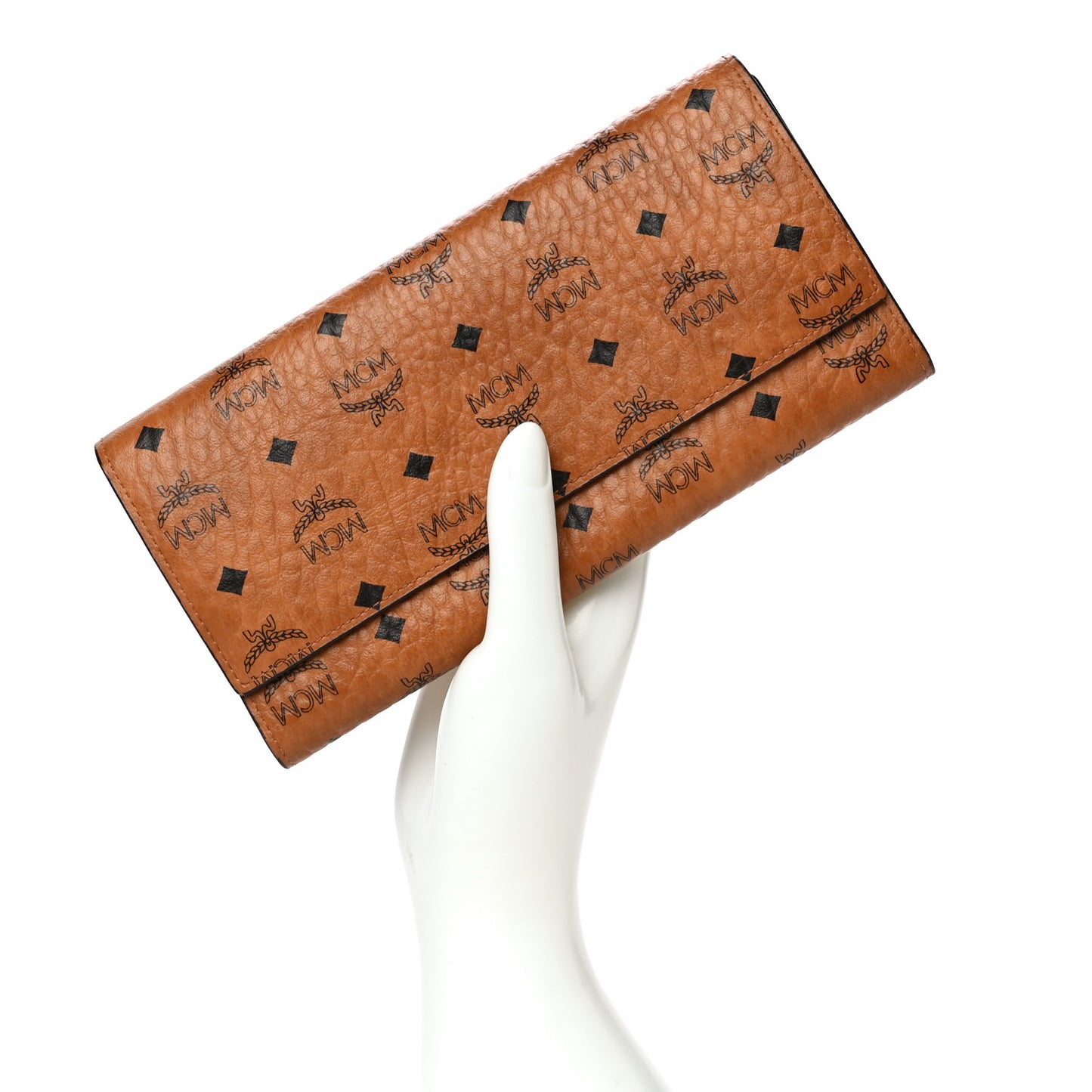 Visetos Large Trifold Flap Wallet Cognac