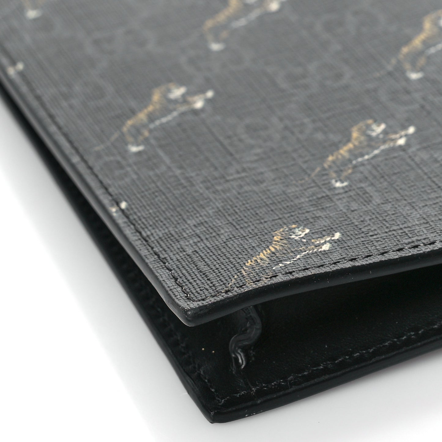 GG Supreme Monogram Tigers Zip Wristlet Pouch Black