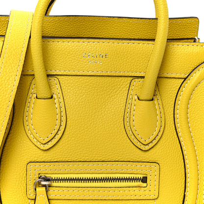Celine Drummed Calfskin Nano Luggage Citron 9 of 11
