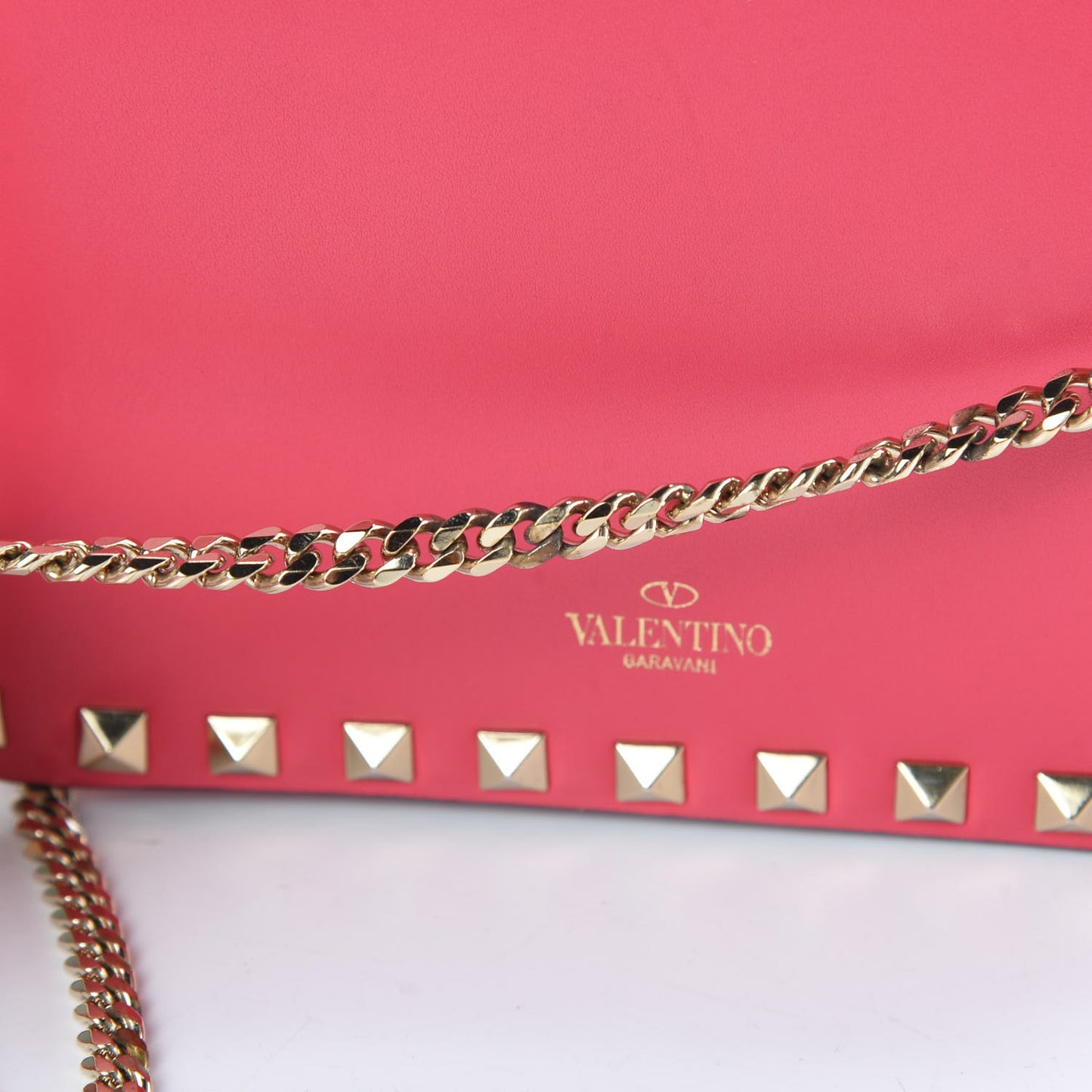 Vitello Rockstud Chain Flap Crossbody Bag Deep Rose