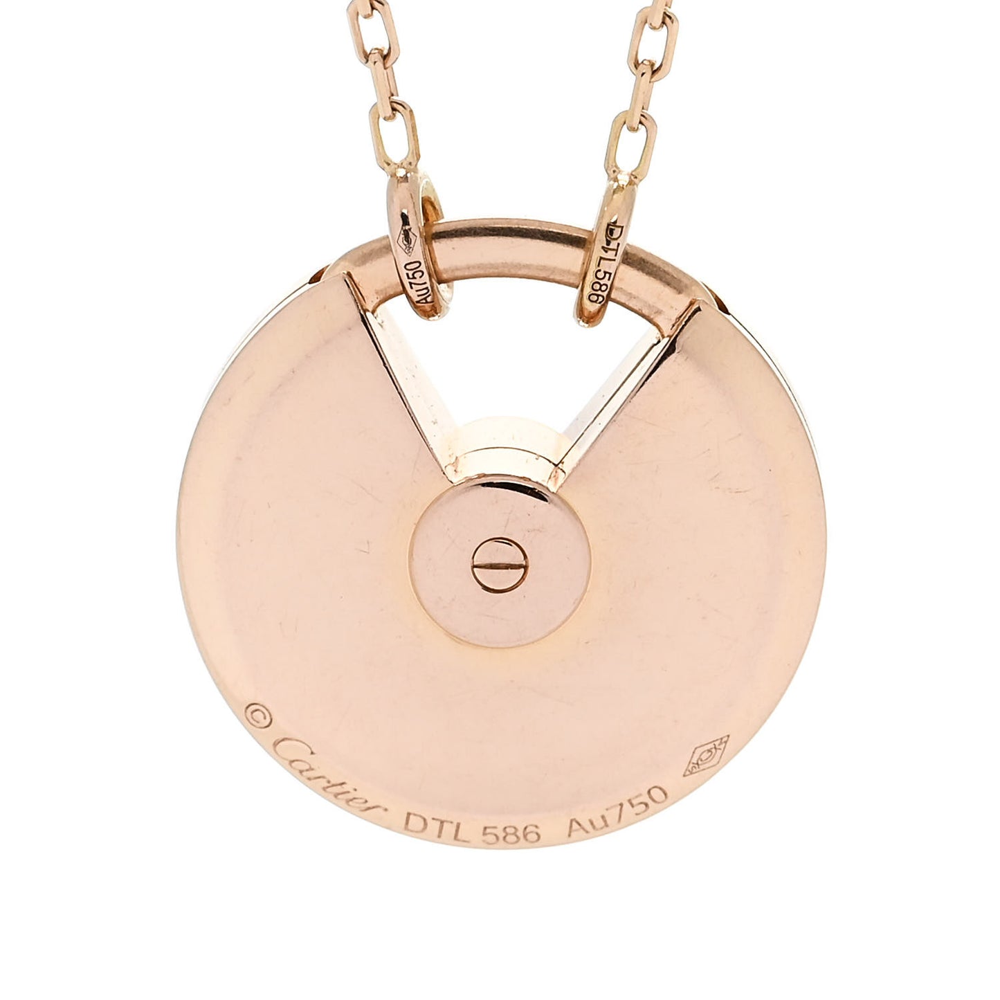 18K Pink Gold Diamond Malachite SM Amulette de Cartier Pendant Necklace