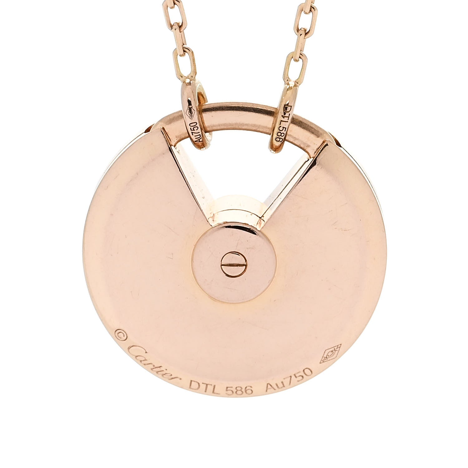 Cartier 18K Pink Gold Diamond Malachite SM Amulette de Cartier Pendant Necklace 5 of 5