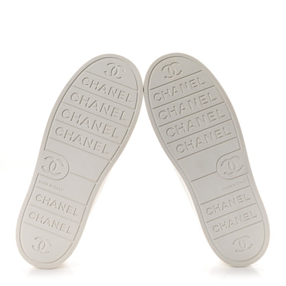 Chanel Lambskin Printed Logo Sneakers 39 White 6 of 9