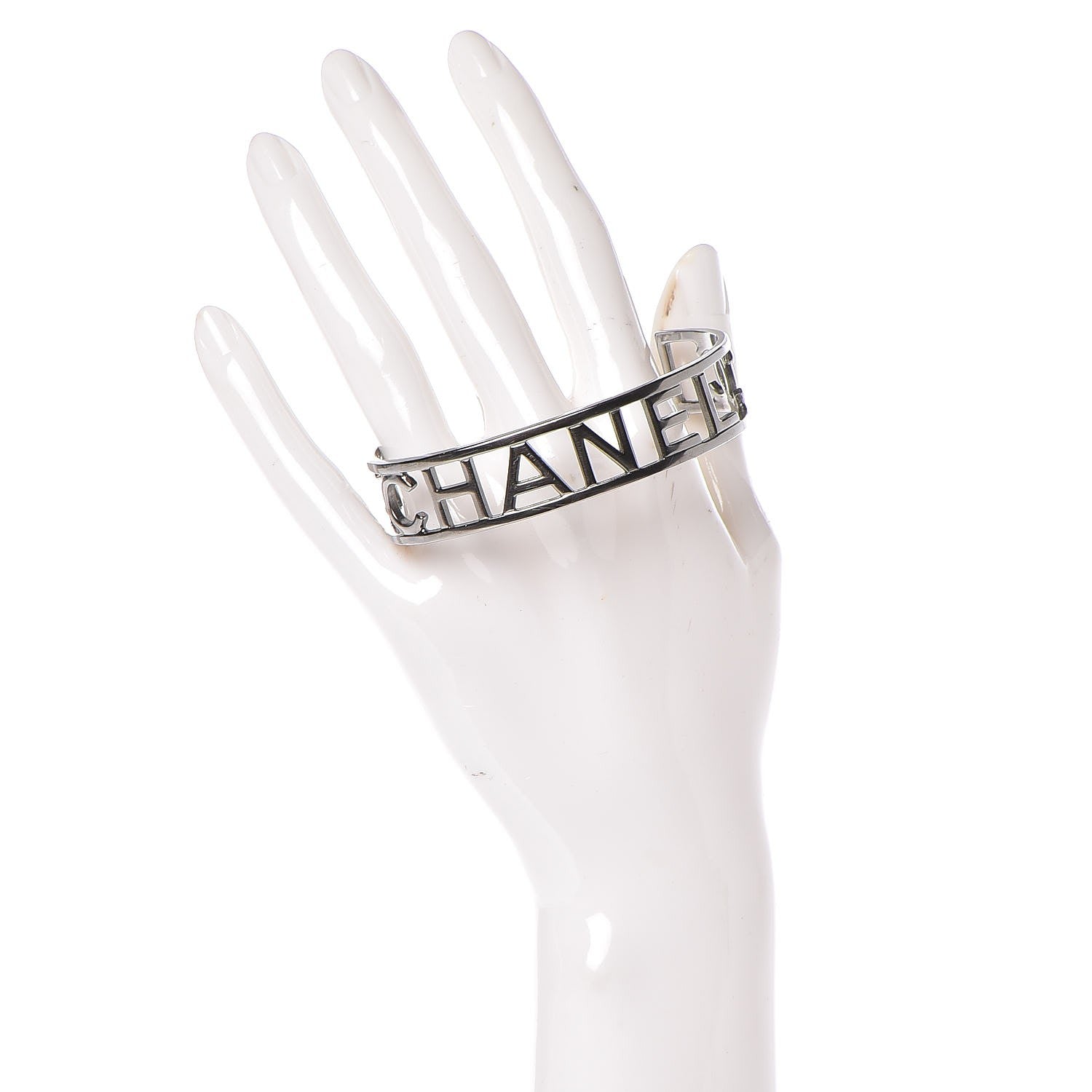 Chanel Metal Logo Cuff Gold 2 of 3