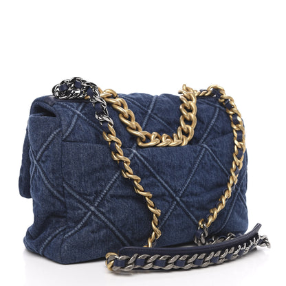 Chanel Denim Quilted Large 19 Flap Blue 4 of 12