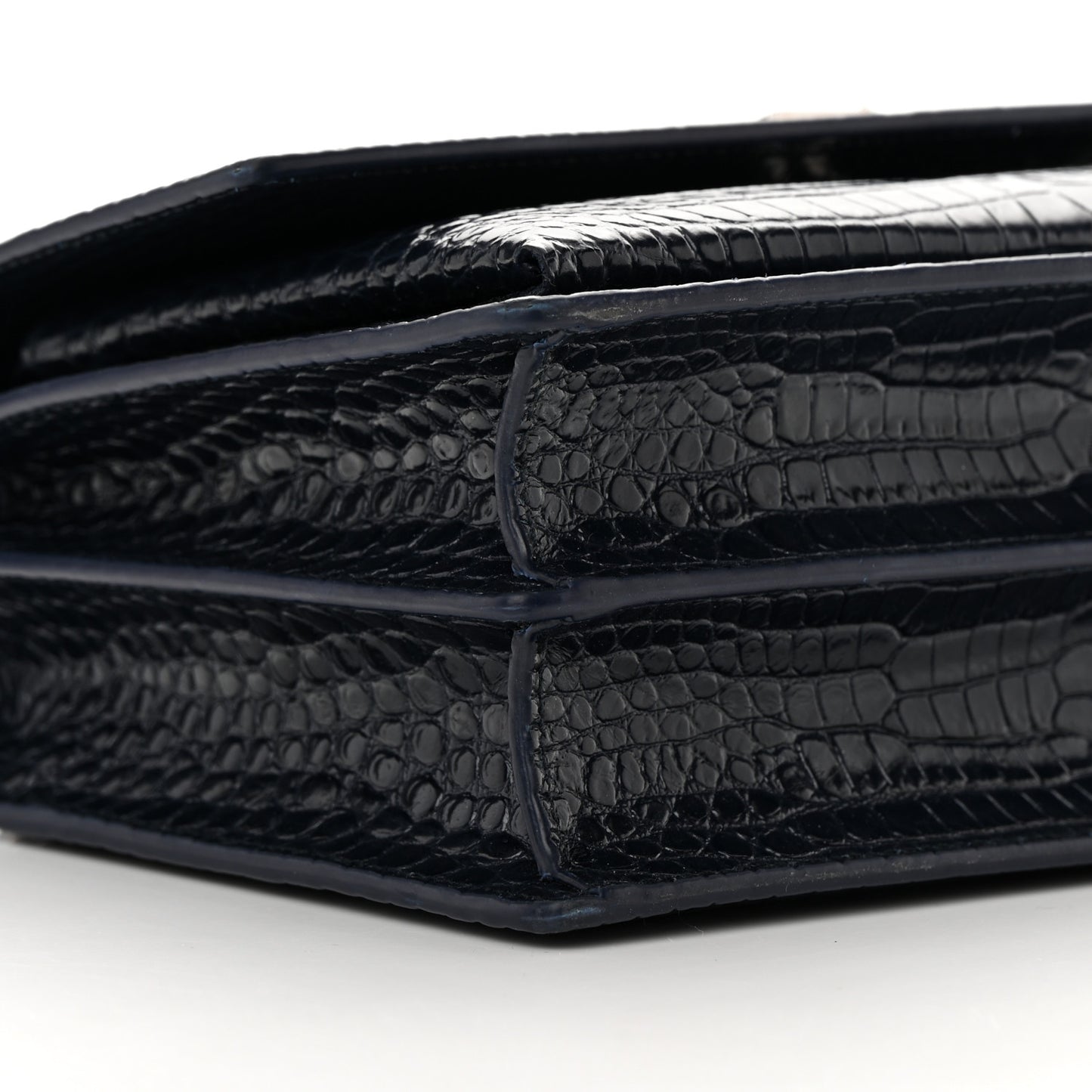 Calfskin Crocodile Embossed Medium Monogram Sunset Navy