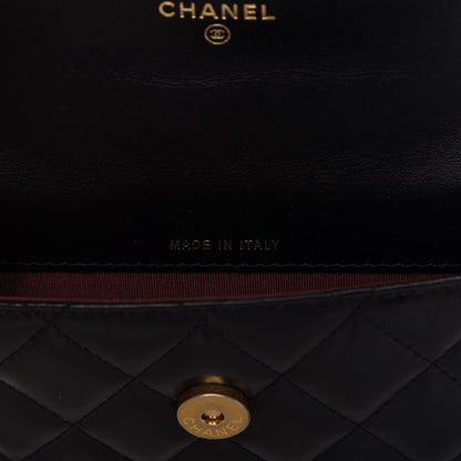 Chanel Calfskin Quilted Perfect Fit Coin Purse With Chain Black 9 of 12