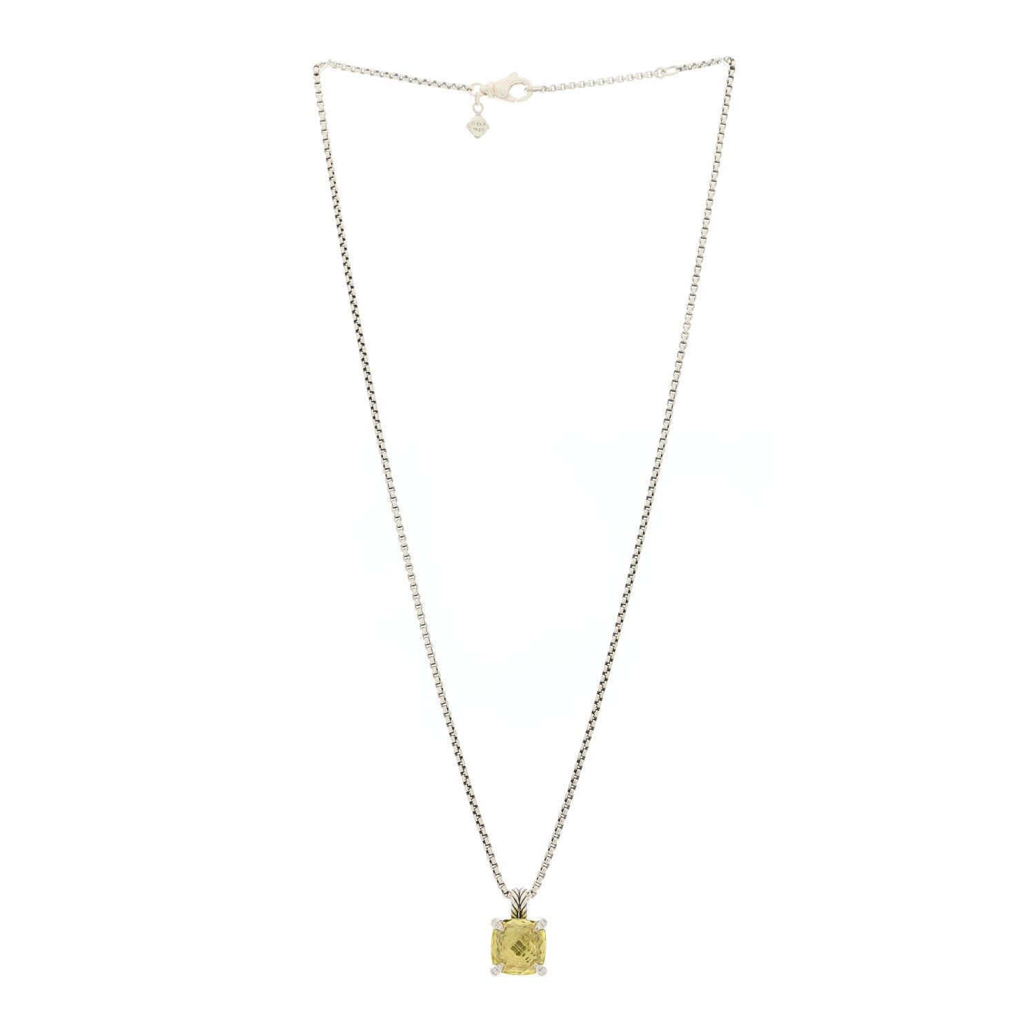 David Yurman Sterling Silver Diamond Lemon Citrine 11mm Chatelaine Pendant Necklace 3 of 6