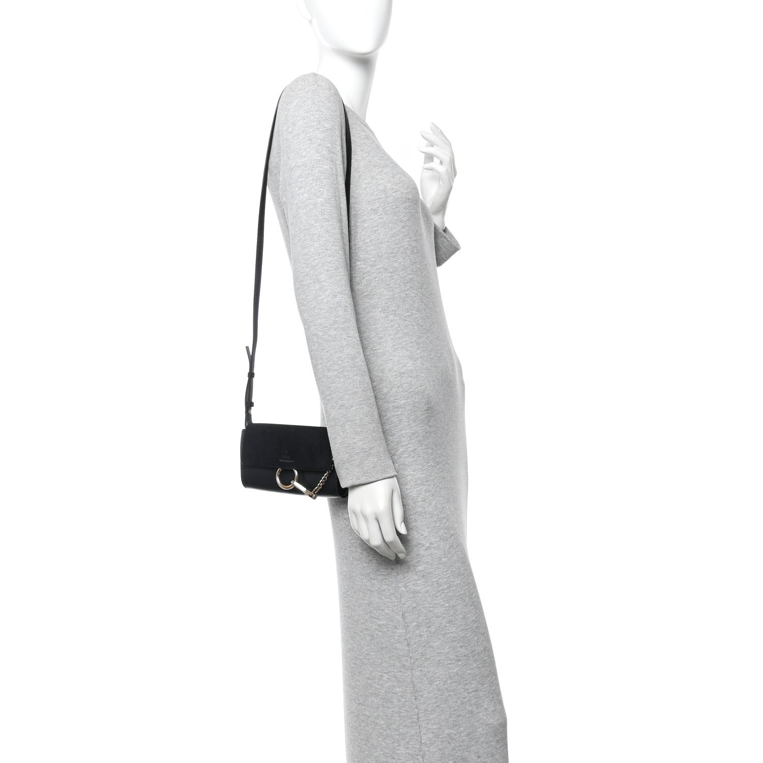 Chloe Suede Calfskin Mini Faye Shoulder Bag Black 2 of 11