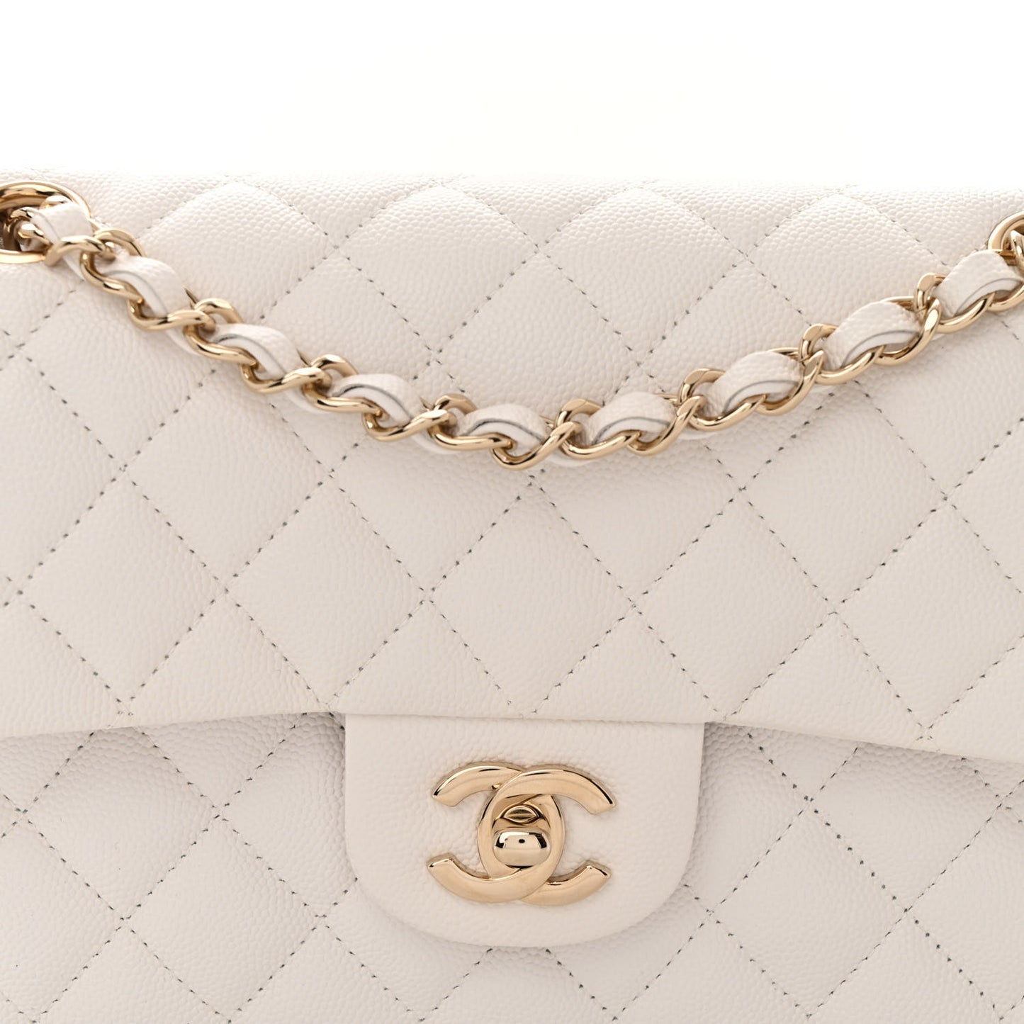 Caviar Quilted Small Double Flap White