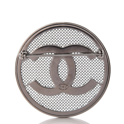 Chanel Mesh Circle CC Brooch Silver 3 of 5