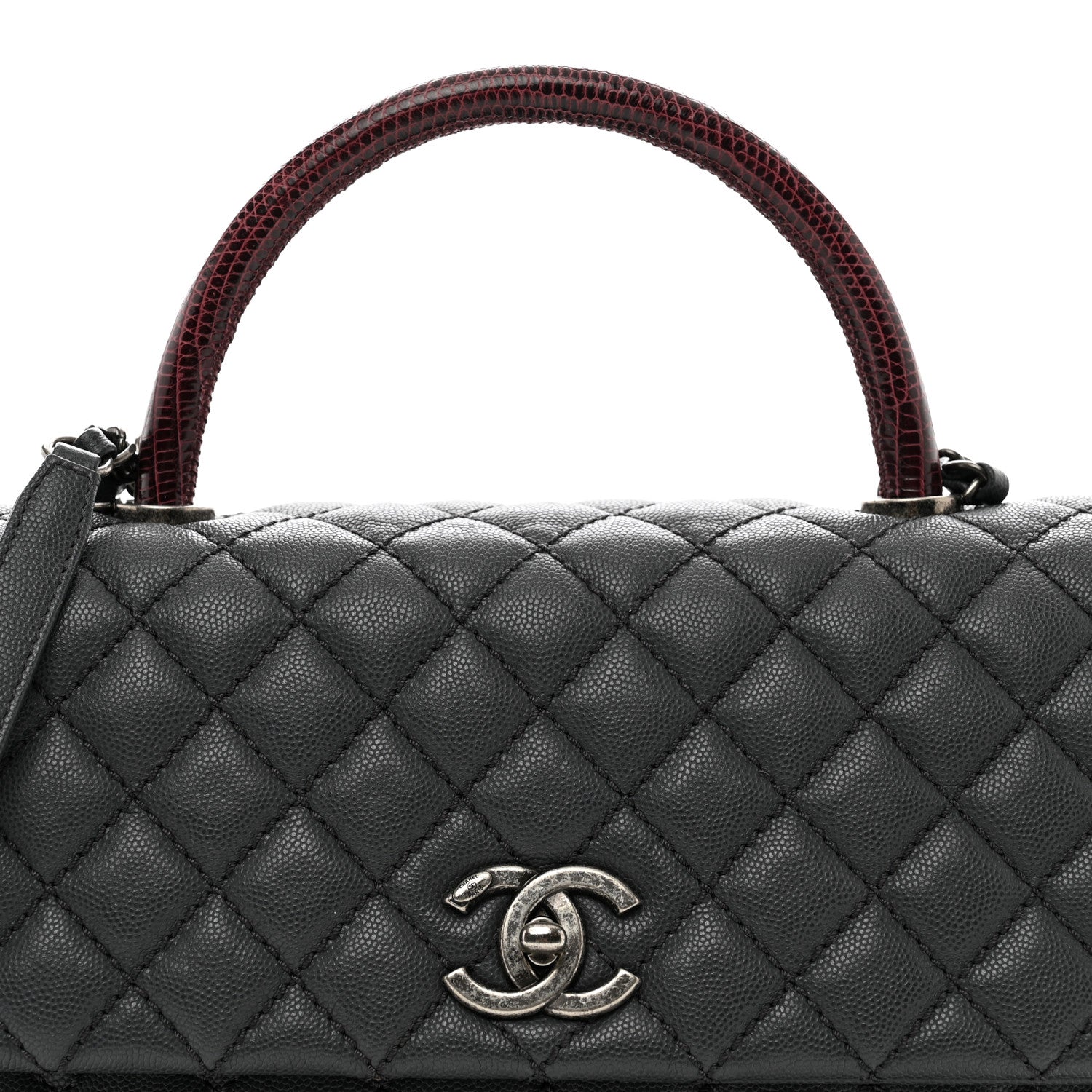 Chanel Caviar Lizard Quilted Medium Coco Handle Flap Grey 5 of 10
