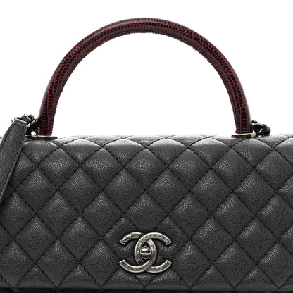 Chanel Caviar Lizard Quilted Medium Coco Handle Flap Grey 5 of 10