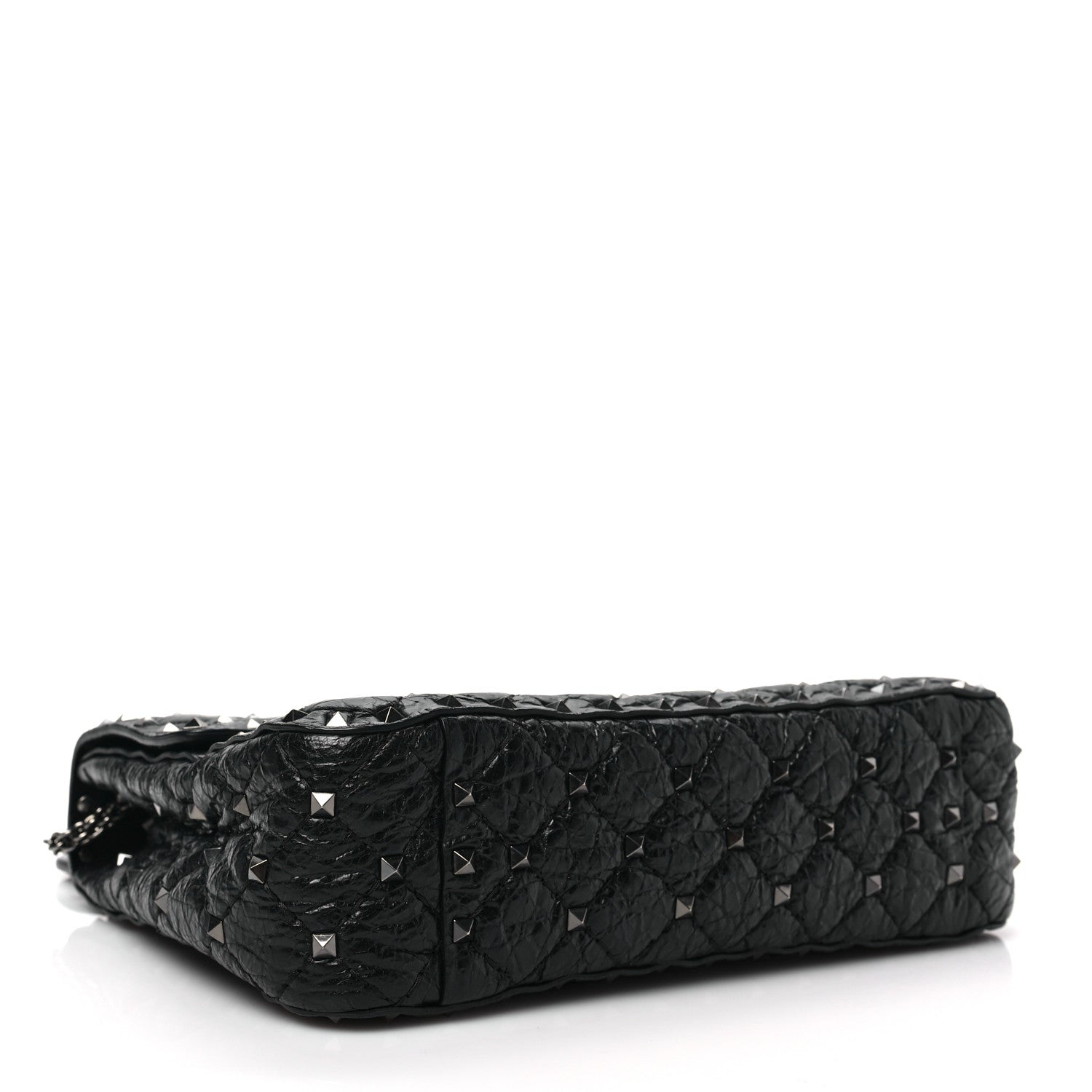 Valentino Garavani Craquele Nappa Medium Rockstud Spike Shoulder Bag Black 4 of 7