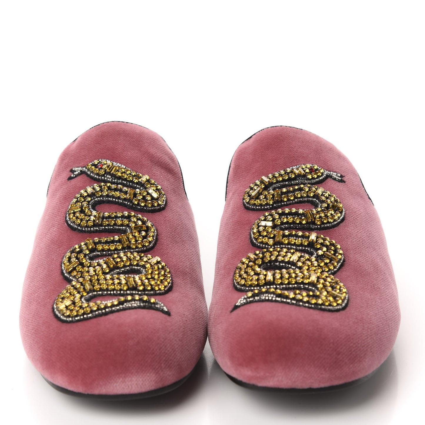 Velvet Crystal Snake Embroidered Womens Slippers Tibet Red
