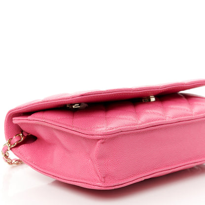 Chanel Caviar Quilted Wallet on Chain WOC Pink 10 of 11