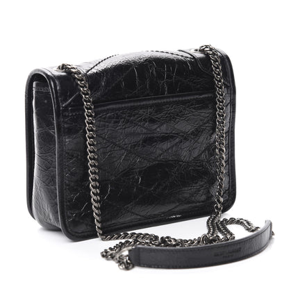 Saint Laurent Crinkled Calfskin Matelasse Monogram Niki Chain Wallet Black 3 of 10