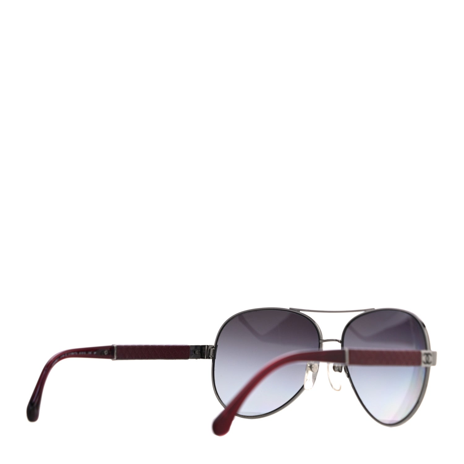 Chanel Lambskin Quilted CC Aviator Sunglasses 4195-Q Burgundy 3 of 7