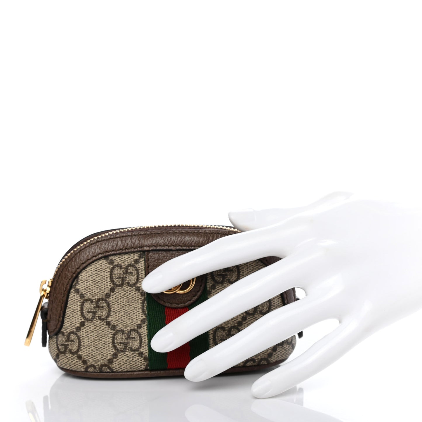 GG Supreme Monogram Web Ophidia Dome Key Pouch Beige New Acero