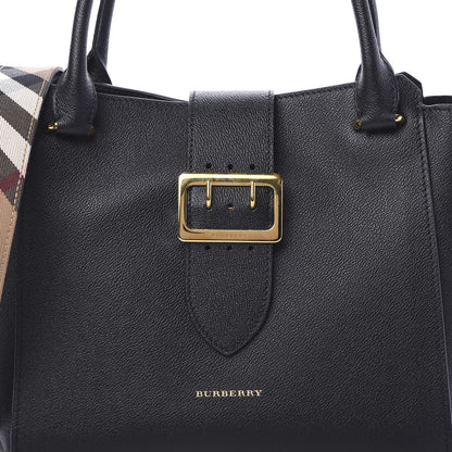 Burberry Soft Grain Calfskin Medium Buckle Tote Black 8 of 11