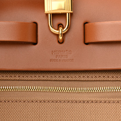 Hermes Military Toile Vache Hunter Herbag Zip Retourne 31 PM Chai Fauve 6 of 11