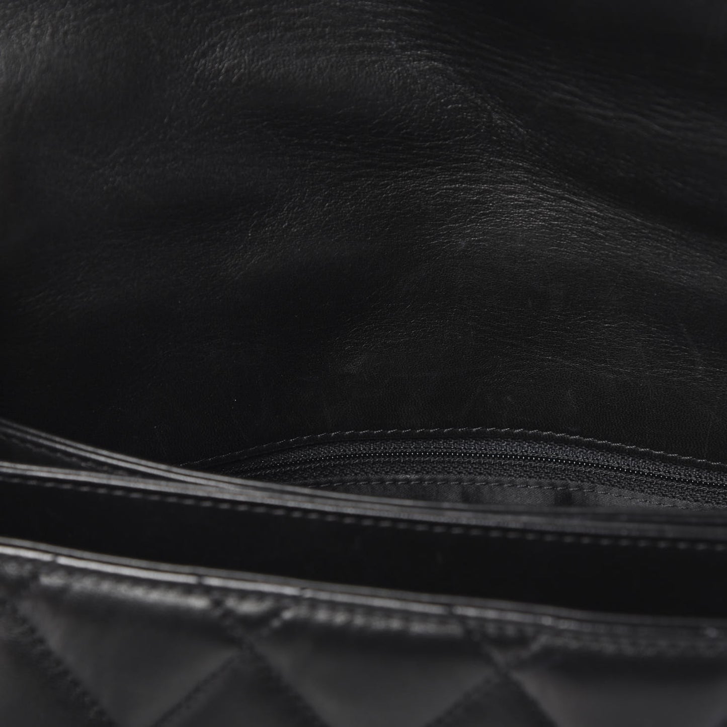 Lambskin Quilted 3 Accordion Flap Bag Black