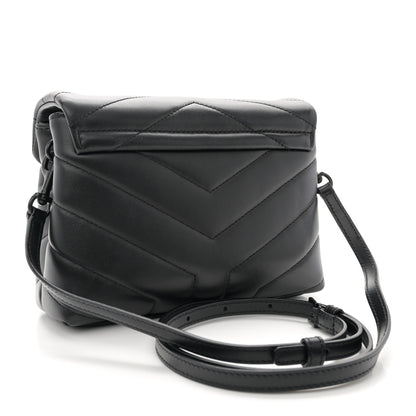 Saint Laurent Calfskin Y Quilted Monogram Monochrome Toy Loulou Crossbody Bag Black 3 of 11