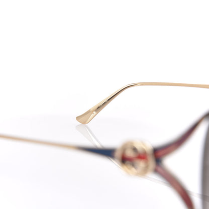 Gucci Metal Oversized Round Frame GG0225S Sunglasses Gold 5 of 7