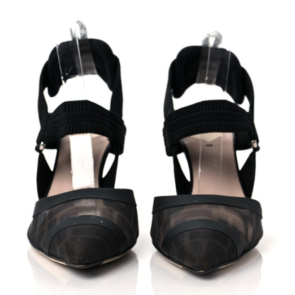 Fendi Technical Mesh FF Colibri Slingback Low-Heel Pumps 37.5 Black 2 of 11