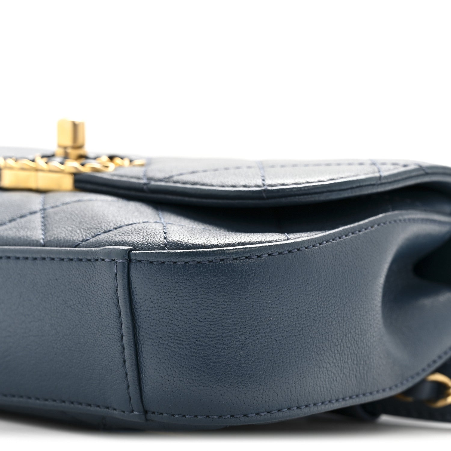 Chanel Lambskin Quilted Chain Infinity Waist Belt Bag Blue 1796910