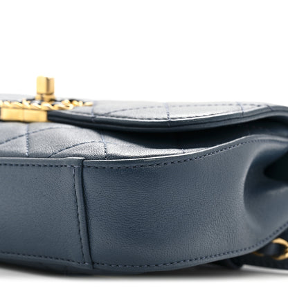 Chanel Lambskin Quilted Chain Infinity Waist Belt Bag Blue 10 of 11